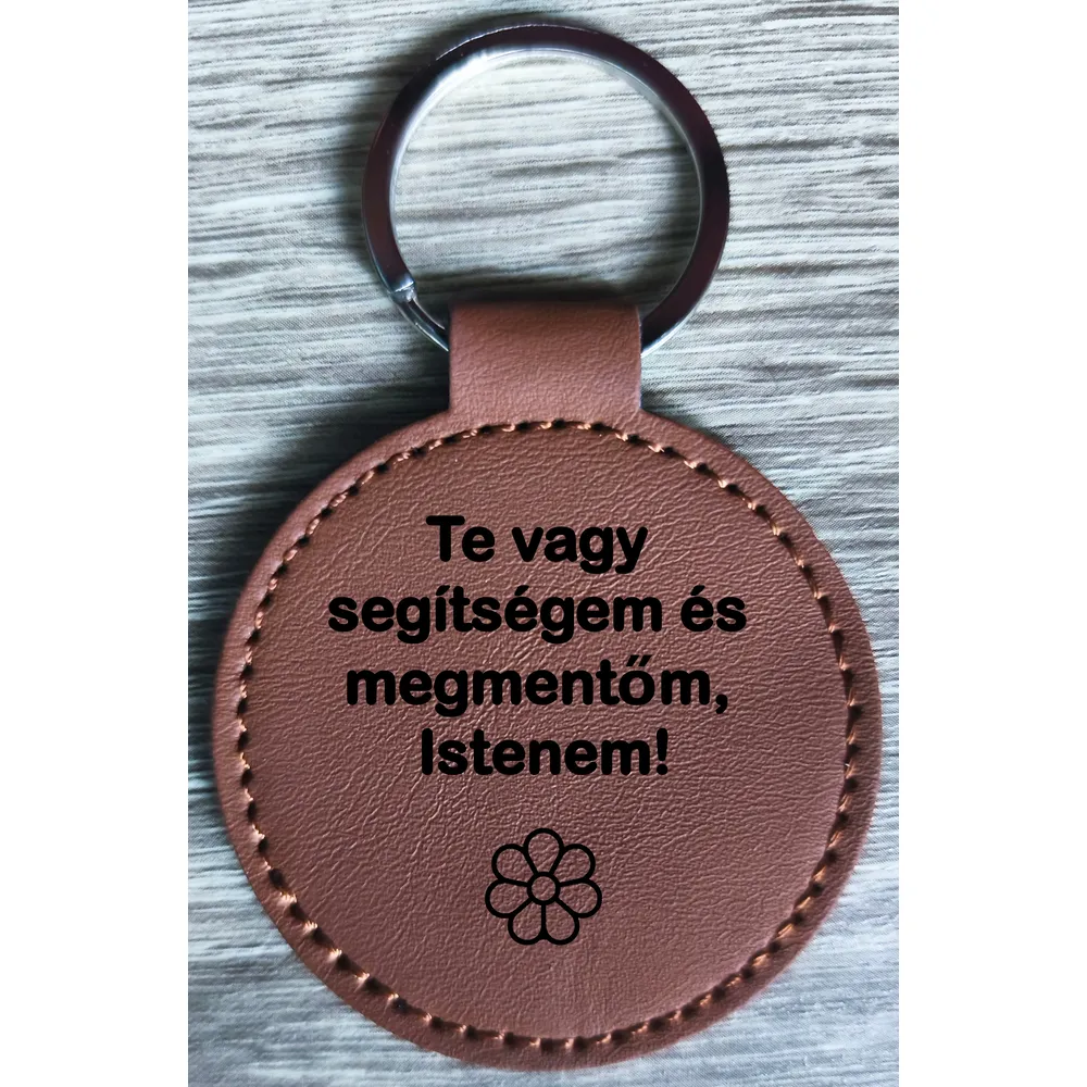 Kulcstartó – bőr, kerek (Te vagy segítségem)